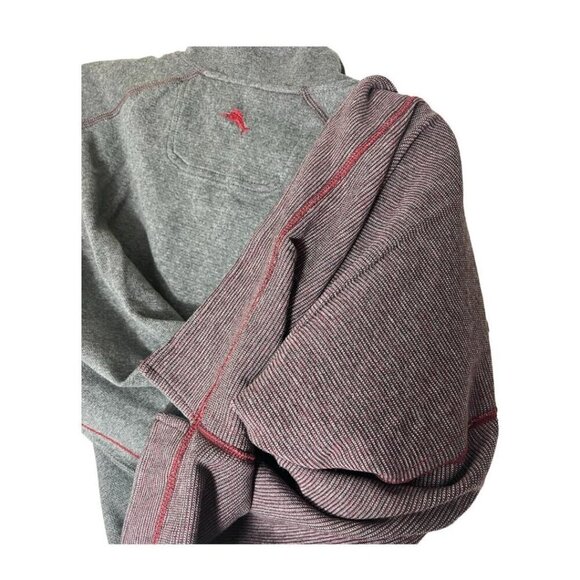 Tommy Bahama Mens Grey Berry Half Zip Reversible Sweater Knit Pullover Sz M New - Picture 7 of 11